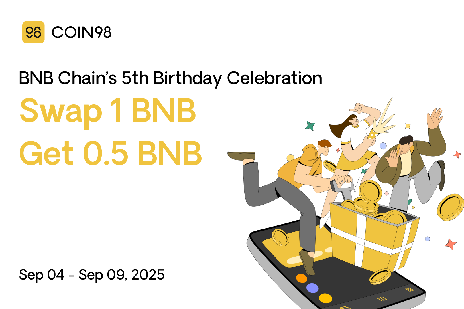 Coin98 Celebrates BNB Chain’s 5th Birthday – Swap 1 BNB, Get 0.5 BNB