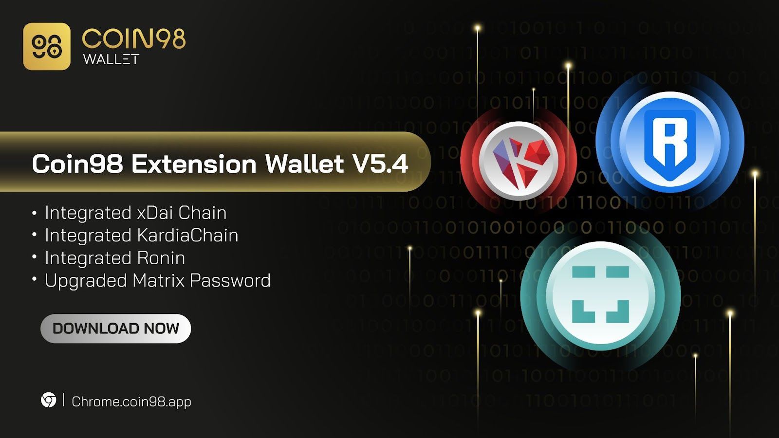 KardiaChain, Ronin, xDai Chain are available on Coin98 Extension Wallet V5.4